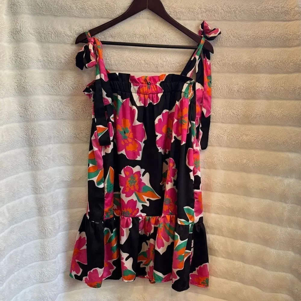 Eesome Vibrant Floral Dress with Pink and Orange
